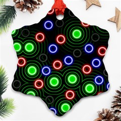 Neons Couleurs Circle Light Green Red Line Ornament (snowflake) by Mariart