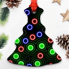 Neons Couleurs Circle Light Green Red Line Christmas Tree Ornament (two Sides) by Mariart