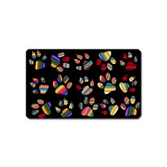 Colorful Paw Prints Pattern Background Reinvigorated Magnet (name Card) by Nexatart