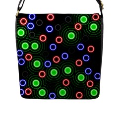 Neons Couleurs Circle Light Green Red Line Flap Messenger Bag (l)  by Mariart