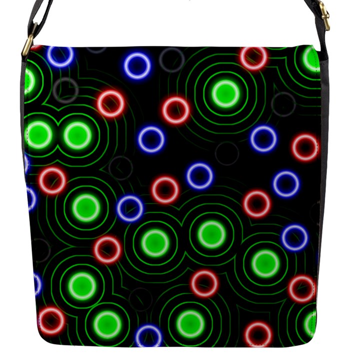 Neons Couleurs Circle Light Green Red Line Flap Messenger Bag (S)