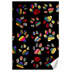 Colorful Paw Prints Pattern Background Reinvigorated Canvas 12  X 18   by Nexatart