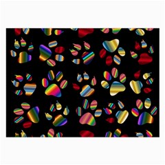 Colorful Paw Prints Pattern Background Reinvigorated Large Glasses Cloth by Nexatart