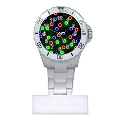 Neons Couleurs Circle Light Green Red Line Plastic Nurses Watch by Mariart