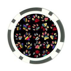 Colorful Paw Prints Pattern Background Reinvigorated Poker Chip Card Guard by Nexatart