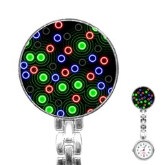 Neons Couleurs Circle Light Green Red Line Stainless Steel Nurses Watch by Mariart