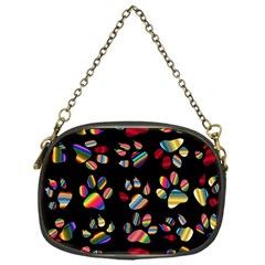 Colorful Paw Prints Pattern Background Reinvigorated Chain Purses (one Side)  by Nexatart