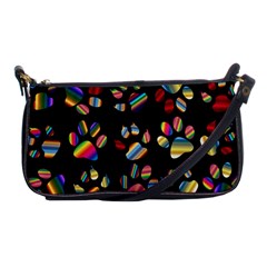 Colorful Paw Prints Pattern Background Reinvigorated Shoulder Clutch Bags by Nexatart