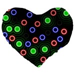 Neons Couleurs Circle Light Green Red Line Large 19  Premium Flano Heart Shape Cushions Front