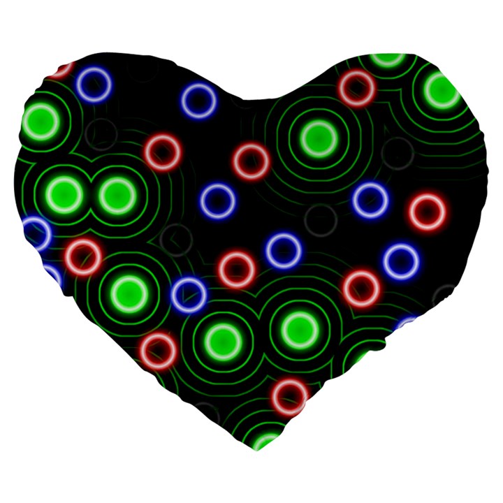 Neons Couleurs Circle Light Green Red Line Large 19  Premium Flano Heart Shape Cushions