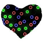 Neons Couleurs Circle Light Green Red Line Large 19  Premium Flano Heart Shape Cushions Back