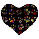 Colorful Paw Prints Pattern Background Reinvigorated Large 19  Premium Heart Shape Cushions Back