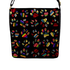 Colorful Paw Prints Pattern Background Reinvigorated Flap Messenger Bag (l)  by Nexatart