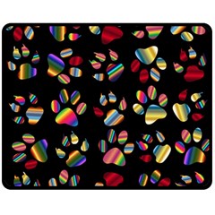 Colorful Paw Prints Pattern Background Reinvigorated Double Sided Fleece Blanket (medium)  by Nexatart