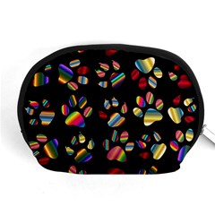 Colorful Paw Prints Pattern Background Reinvigorated Accessory Pouches (medium)  by Nexatart