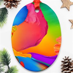 Paint Rainbow Color Blue Red Green Blue Purple Ornament (oval) by Mariart