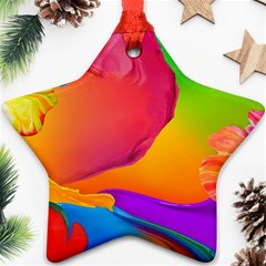 Paint Rainbow Color Blue Red Green Blue Purple Ornament (star) by Mariart