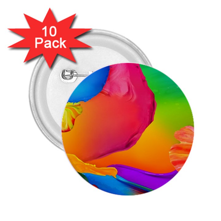 Paint Rainbow Color Blue Red Green Blue Purple 2.25  Buttons (10 pack) 