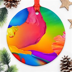 Paint Rainbow Color Blue Red Green Blue Purple Round Ornament (two Sides) by Mariart