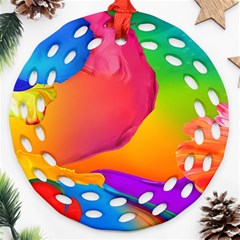 Paint Rainbow Color Blue Red Green Blue Purple Round Filigree Ornament (two Sides)