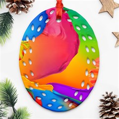 Paint Rainbow Color Blue Red Green Blue Purple Ornament (oval Filigree) by Mariart