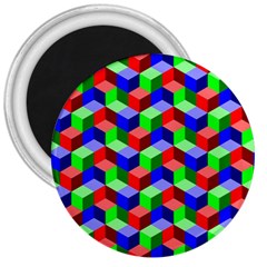 Seamless Rgb Isometric Cubes Pattern 3  Magnets by Nexatart