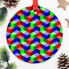 Seamless Rgb Isometric Cubes Pattern Ornament (round) by Nexatart