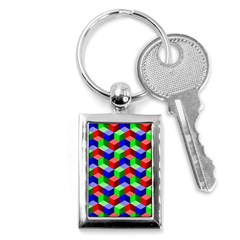 Seamless Rgb Isometric Cubes Pattern Key Chains (rectangle)  by Nexatart