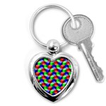 Seamless Rgb Isometric Cubes Pattern Key Chains (Heart)  Front