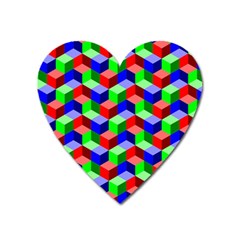 Seamless Rgb Isometric Cubes Pattern Heart Magnet by Nexatart