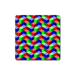 Seamless Rgb Isometric Cubes Pattern Square Magnet by Nexatart