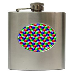 Seamless Rgb Isometric Cubes Pattern Hip Flask (6 Oz) by Nexatart