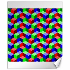 Seamless Rgb Isometric Cubes Pattern Canvas 11  X 14   by Nexatart