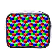 Seamless Rgb Isometric Cubes Pattern Mini Toiletries Bags