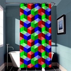 Seamless Rgb Isometric Cubes Pattern Shower Curtain 36  X 72  (stall)  by Nexatart