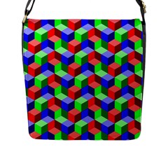 Seamless Rgb Isometric Cubes Pattern Flap Messenger Bag (l)  by Nexatart