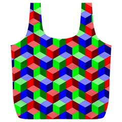 Seamless Rgb Isometric Cubes Pattern Full Print Recycle Bags (L) 