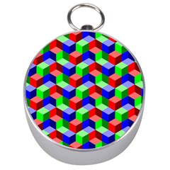 Seamless Rgb Isometric Cubes Pattern Silver Compasses by Nexatart