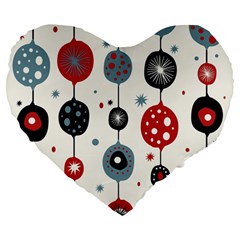 Retro Ornament Pattern Large 19  Premium Heart Shape Cushions