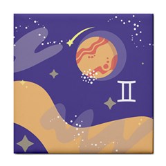 Planet Galaxy Space Star Polka Meteor Moon Blue Sky Circle Tile Coasters