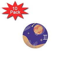 Planet Galaxy Space Star Polka Meteor Moon Blue Sky Circle 1  Mini Buttons (10 Pack)  by Mariart