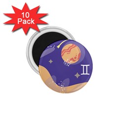 Planet Galaxy Space Star Polka Meteor Moon Blue Sky Circle 1 75  Magnets (10 Pack)  by Mariart