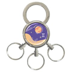 Planet Galaxy Space Star Polka Meteor Moon Blue Sky Circle 3-Ring Key Chains