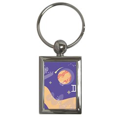 Planet Galaxy Space Star Polka Meteor Moon Blue Sky Circle Key Chains (rectangle)  by Mariart