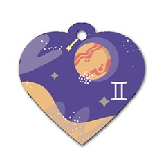 Planet Galaxy Space Star Polka Meteor Moon Blue Sky Circle Dog Tag Heart (one Side) by Mariart