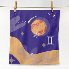 Planet Galaxy Space Star Polka Meteor Moon Blue Sky Circle Face Towel