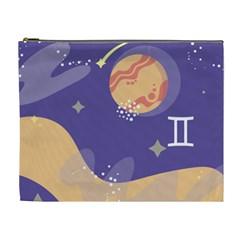 Planet Galaxy Space Star Polka Meteor Moon Blue Sky Circle Cosmetic Bag (xl) by Mariart