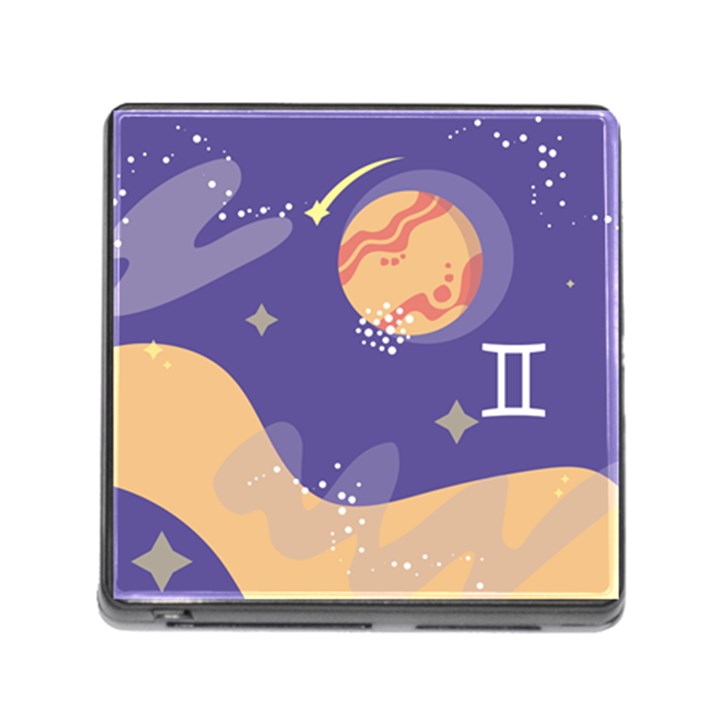 Planet Galaxy Space Star Polka Meteor Moon Blue Sky Circle Memory Card Reader (Square)