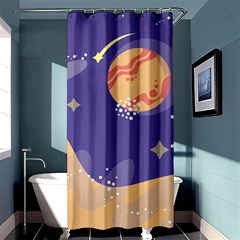 Planet Galaxy Space Star Polka Meteor Moon Blue Sky Circle Shower Curtain 36  X 72  (stall)  by Mariart