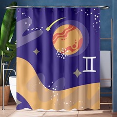 Planet Galaxy Space Star Polka Meteor Moon Blue Sky Circle Shower Curtain 60  x 72  (Medium) 